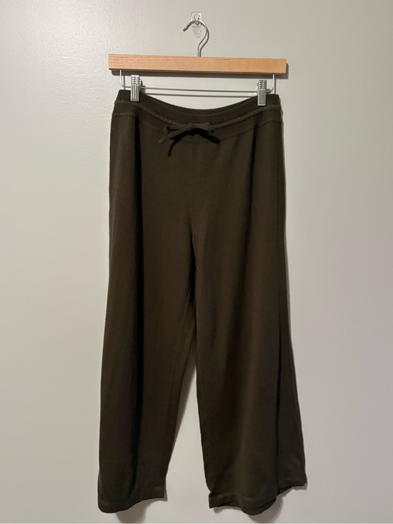 Vince Pants - Vince Wide-Leg Crop Cotton Lounge Pants Olive Drab